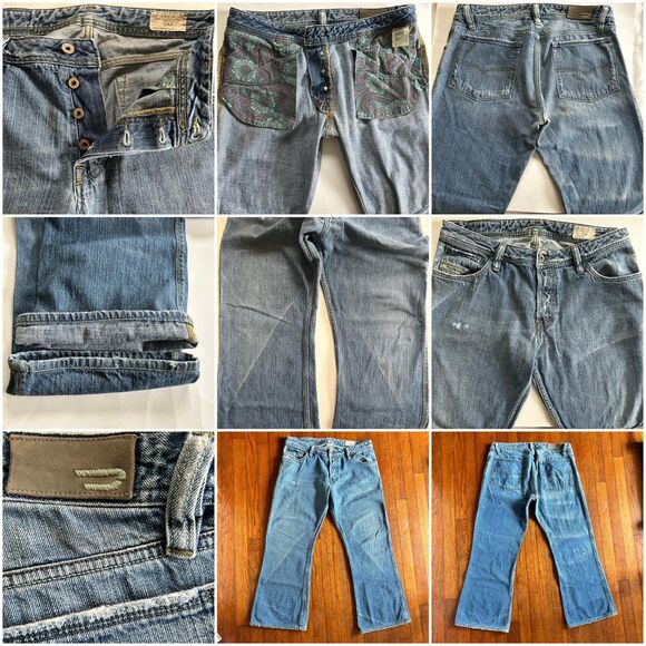 Vintage Diesel ZAF Jeans Men’s W34 L30 Distressed Faded Straight Leg Button Fly - Picture 2 of 13